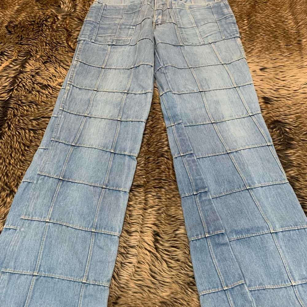 Brittania 70’s Square Patchwork Denim Flared Jean… - image 5